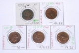 CANADA - FIVE (5) LARGE CENTS - 1896 to 1917