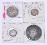 FRANCE - FOUR (4) SILVER COINS - 1811 to 1919
