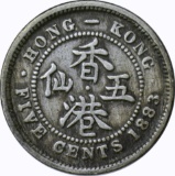 HONG KONG - 1883-H FIVE CENTS