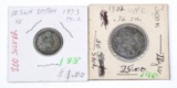 JAPAN - TWO (2) SILVER COINS - 1873 & 1922