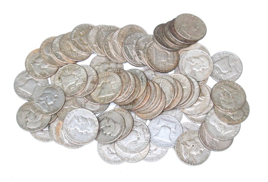 76 - 90% SILVER FRANKLIN HALVES in ROLLS