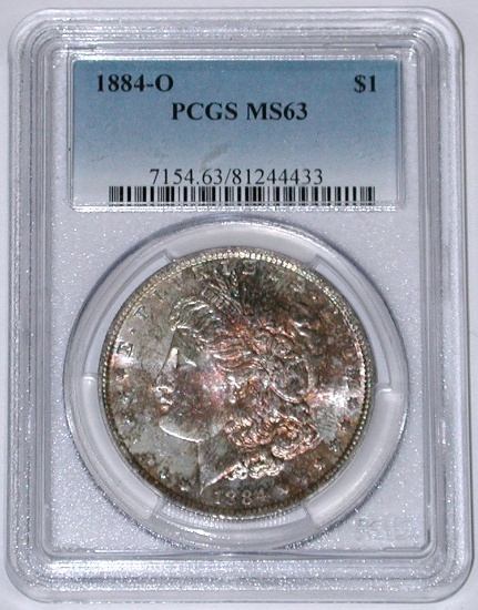 1884-O MORGAN DOLLAR - PCGS MS3 - TONED