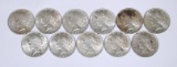 11 LIGHTLY CIRCULATED PEACE DOLLARS