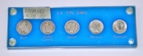 DIME TYPE SET in HOLDER - BUST, SEATED, BARBER, MERCURY, ROOS