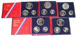 FIVE (5) 1976 THREE-PIECE SILVER PROOF SETS