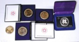 FIVE (5) BICENTENNIAL TOKENS - ONE SILVER