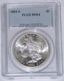 1881-S MORGAN DOLLAR - PCGS MS64