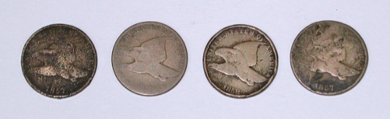 FOUR (4) FLYING EAGLE CENTS