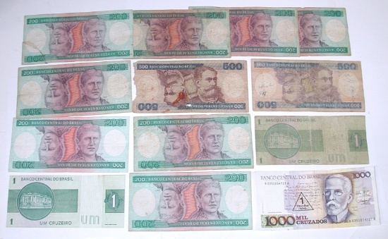 BRAZIL - 13 PIECES of CURRENCY