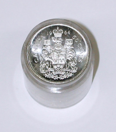 CANADA - ROLL of 20 1964 SILVER FIFTY CENTS - 6 TROY OZ