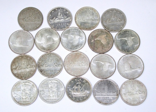 CANADA - 19 SILVER DOLLARS - 1939 to 1967