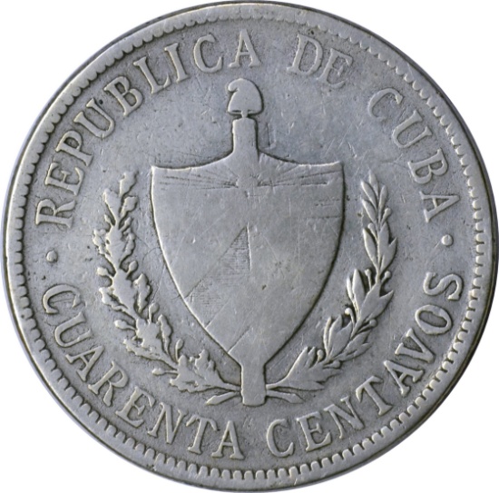 CUBA - 1915 40 CENTAVOS - SILVER