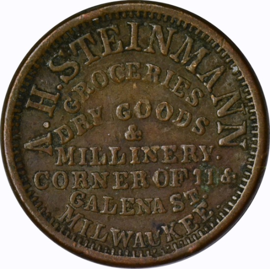 1863 CIVIL WAR STORE CARD - H STEINMAN, MILWAUKEE