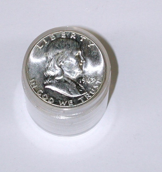 UNCIRCULATED ROLL of 20 - 1963 FRANKLIN HALVES