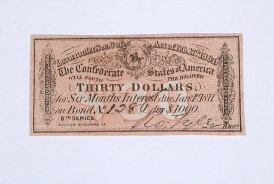 FEB. 17, 1864 CIVIL WAR BOND $30 COUPON