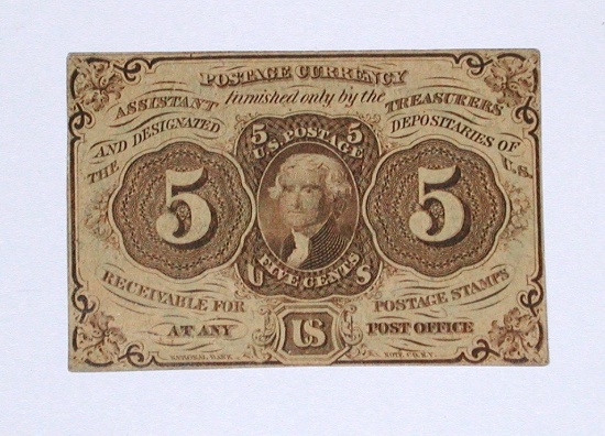 FIRST ISSUE 5 CENT FRACTIONAL NOTE