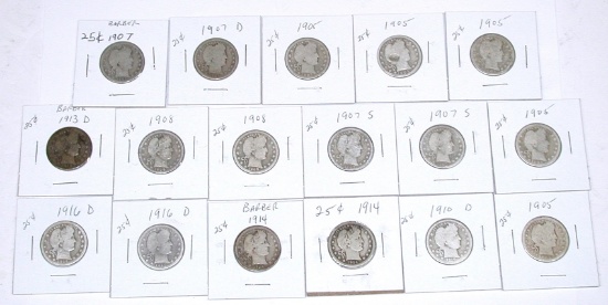 17 BARBER QUARTERS in 2x2 HOLDERS