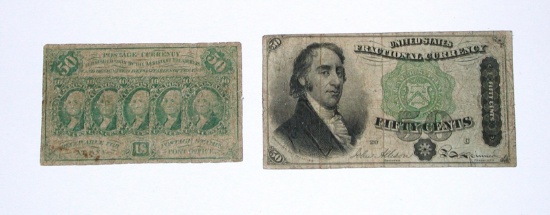 TWO (2) 50 CENT FRACTIONAL NOTES - FIRST & FOURTH ISSUES