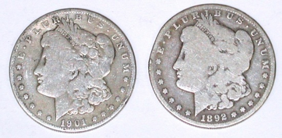 1892-S + 1901-S MORGAN DOLLARS