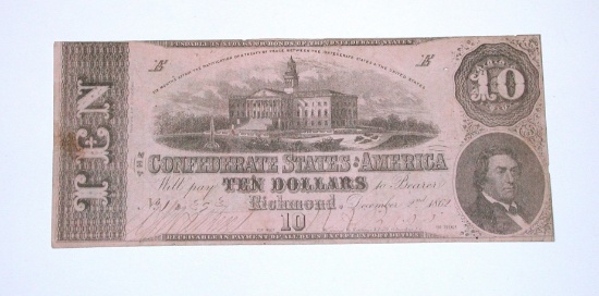 FEB. 17, 1864 $10 CONFEDERATE NOTE - TYPE 68