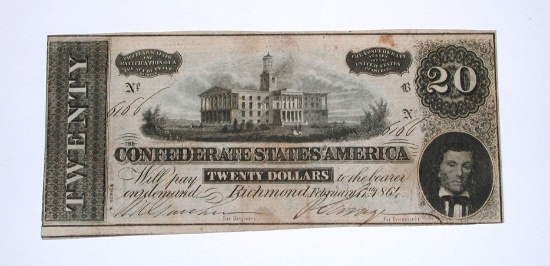 FEB. 17, 1864 $20 CONFEDERATE NOTE - TYPE 67