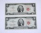 TWO (2) UNCIRCULATED 1963 $2 RED SEAL U.S. NOTES