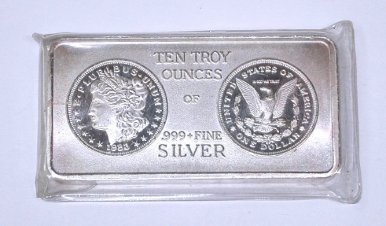 TEN (10) .999 FINE TROY OZ SILVER BAR - SOUTH EAST REFINING