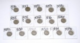 16 BUFFALO NICKELS - 1929-S to 1938-D