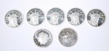 SEVEN (7) ONE TROY OZ .999 SILVER ROUNDS - STATUE of LIBERTY, ETC.