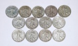 13 WALKING LIBERTY HALVES from the 1930s