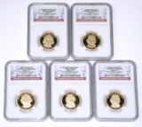 FIVE (5) 2007-S PRESIDENTIAL DOLLARS - NGC PF69 ULTRA CAMEO
