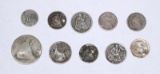 10 DAMAGED & CULL SILVER COINS - (9) SEATED LIBERTY + 3 CENT SILVER