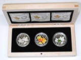 CANADA - 2014 3-COIN SET SILVER $20 MAJESTIC MAPLE LEAVES - WOOD BOX