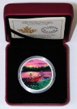 CANADA - 2017 SILVER $15 - GREAT CANADIAN OUTDOORS - SUNSET CANOEING