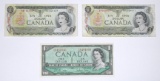 CANADA - 1954 $1 NOTE + (2) 1973 $1 NOTES