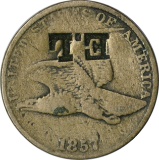 1857 FLYING EAGLE CENT - COUNTERSTAMPED 