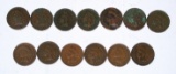 13 INDIAN CENTS - 7 ARE CULLS