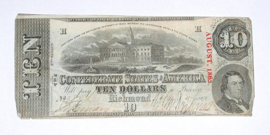 CONFEDERATE NOTE - APRIL 6, 1863 - $10