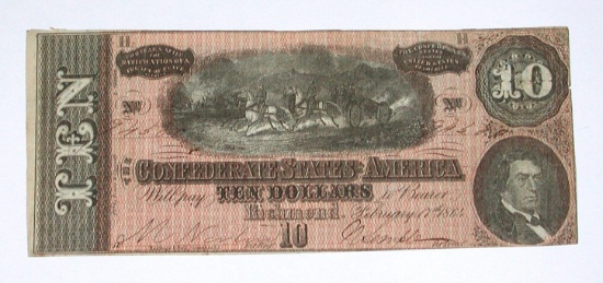 CONFEDERATE NOTE - FEBRUARY 17, 1864 - $10