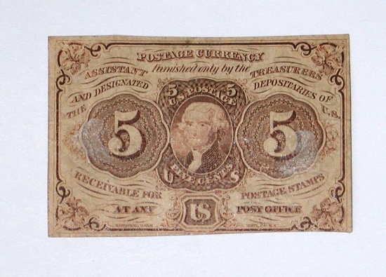 1862 FIVE CENT POSTAGE CURRENCY