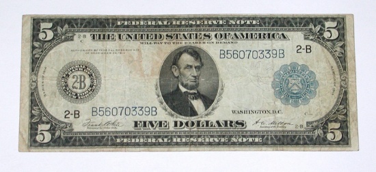 1914 $5 FEDERAL RESERVE NOTE