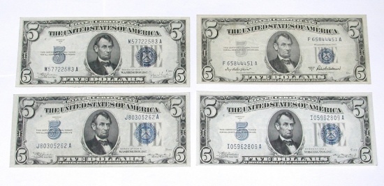 FOUR (4) $5 SILVER CERTIFICATES