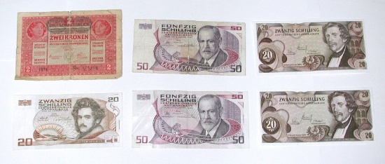 AUSTRIA - SIX (6) NOTES