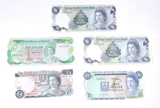 BELIZE, CAYMAN ISLANDS, JERSEY, BERMUDA - FIVE (5) NOTES