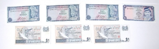 BRUNEI, MALAYSIA, SINGAPORE - SEVEN (7) NOTES