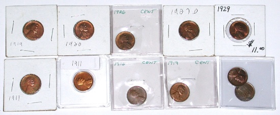 11 WHEAT CENTS from 1911 to 1929 - MOST UNC