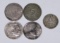 GERMANY - FIVE (5) SILVER COINS - (1) 1909-G MARK + (4) FIVE MARKS