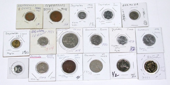 ARUBA, BERMUDA, BRITISH HONDURAS, CAMEROON, SEYCHELLES - 17 COINS