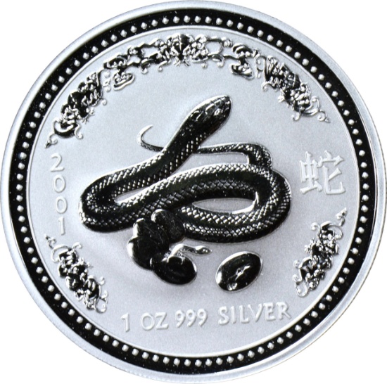 AUSTRALIA - 2001 YEAR OF THE SNAKE 1 OZ SILVER DOLLAR