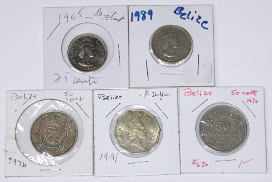 BELIZE - FIVE (5) COINS